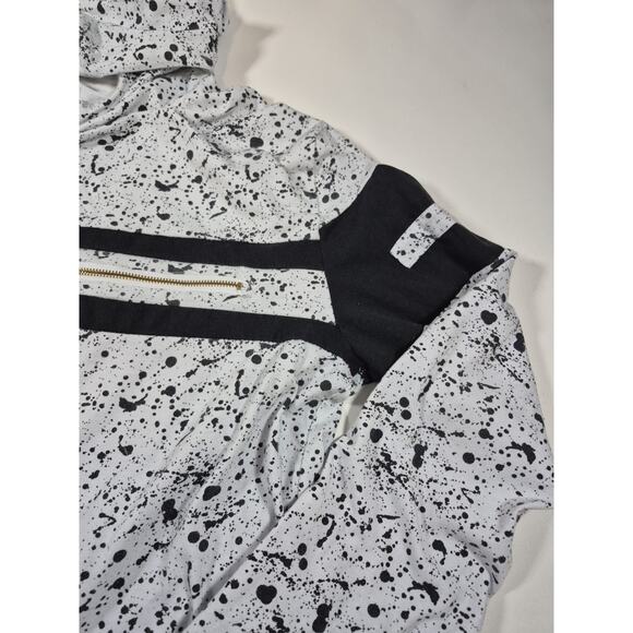 Mens Red Ape Black White Splatter Hooded Long Sleeve Shirt 3XL - Picture 4 of 7